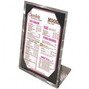 Menu Solutions MTPIX-57 Alumitique Aluminum Menu Tent with Picture Corners - Swirl Finish - 5