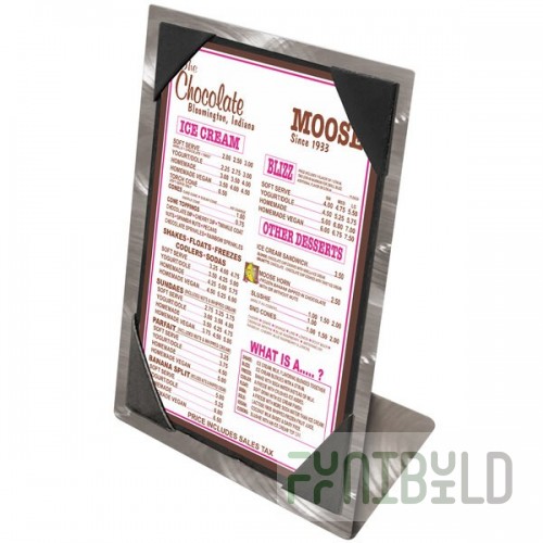 Menu Solutions MTPIX-57 Alumitique Aluminum Menu Tent with Picture Corners - Swirl Finish - 5