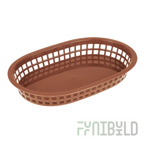 1880 Hospitality BB107B 10-3/4 Inch Oval Polyethylene Fast Food Basket Brown