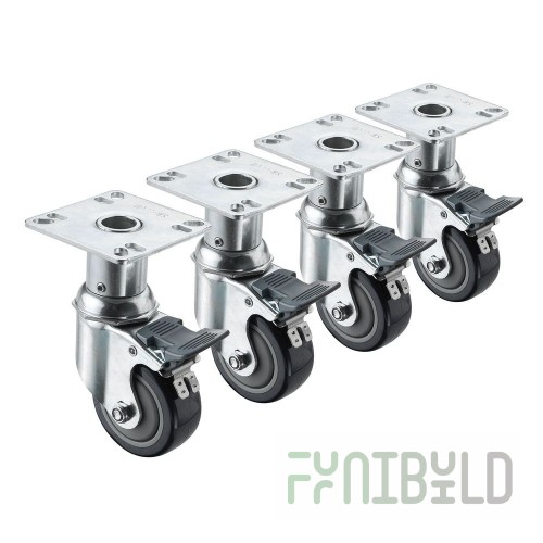 Optional 3 Inch Caster Set (6) with Brakes, Krowne BC-135