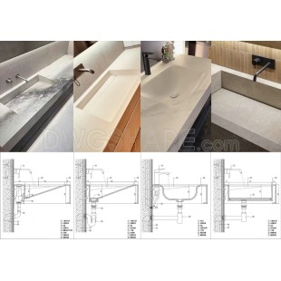 Welded wash basin with working surface VSMS-1/1200/6000/870-N-TEH