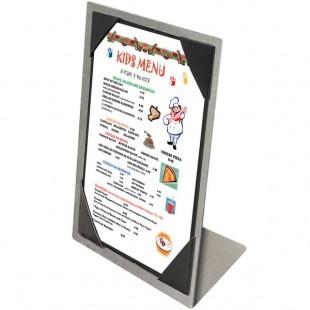 Menu Solutions MTPIX-46 Alumitique Aluminum Menu Tent with Picture Corners - Swirl Finish - 4