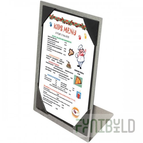 Menu Solutions MTPIX-46 Alumitique Aluminum Menu Tent with Picture Corners - Swirl Finish - 4