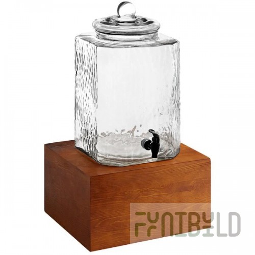 Acopa 5 Gallon Hammered Glass Beverage Dispenser with Wood Base