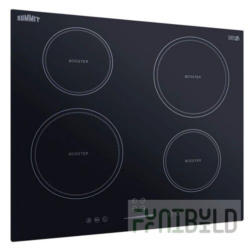 Summit SINC4B241B 24 Inch Induction Cooktop Black EuroKera 4 Burners