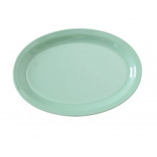 Yanco NS-516G 15-1/2 Inch Green Oval Platter with Narrow Rim Melamine