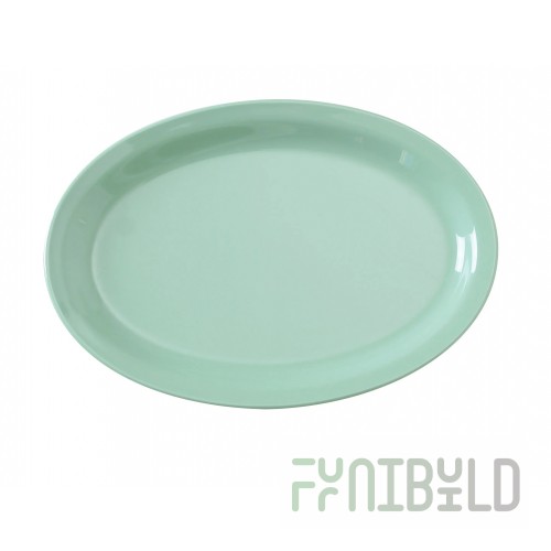 Yanco NS-516G 15-1/2 Inch Green Oval Platter with Narrow Rim Melamine