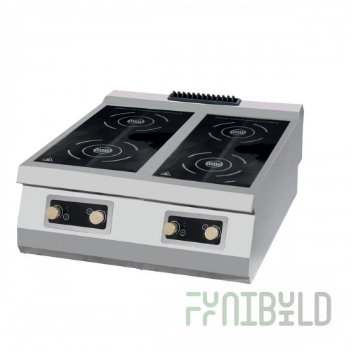 Induction cooker PEI-4, 4 burners of 3.5 kW; power consumption - 14 kW. 805 (725) * 900 * 859