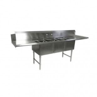 John Boos DT3B244-2D24L 121 Inch Dishtable and Pot Sinks with 3 Compartments