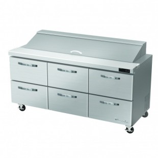 Blue Air BLPT72-D6-HC Sandwich Prep Table Three-section 72-3/8