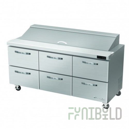 Blue Air BLPT72-D6-HC Sandwich Prep Table Three-section 72-3/8