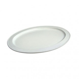 BauscherHepp T902682 12-3/5 Inch Rectangular Plate Rolled Edge Porcelain