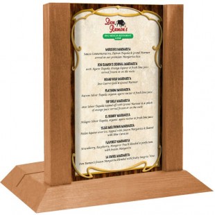 Menu Solutions WDAFR-B Country Oak Wood Menu Holder / Tent with 5