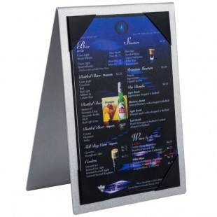 Menu Solutions MTDBL-57 Alumitique Two View Swirl Aluminum Menu Tent with Picture Corners - 5