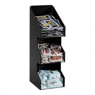 Dispense-Rite Black Polystyrene 3-Section Vertical Countertop / Surface Mount Cup Dispenser Cabinet PL-CT-3BT