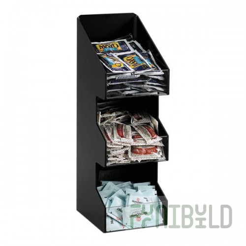 Dispense-Rite Black Polystyrene 3-Section Vertical Countertop / Surface Mount Cup Dispenser Cabinet PL-CT-3BT