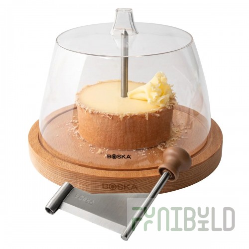 BOSKA Professional Cheese Equipment 850511 Boska Cheese Curler Amigo With Dome 9.6''W X 9.13''D X 8.26''H Beechwood Board