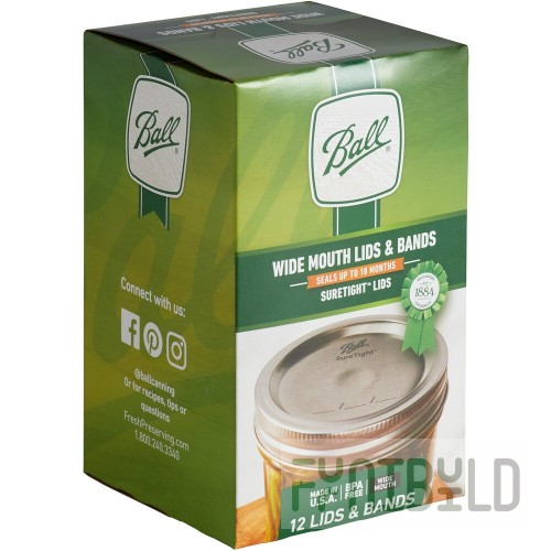 Ball 40000ZFP Wide Mouth Lids and Bands for Canning Jars - 12/Pack