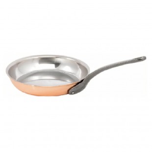 Matfer 369028 2-3/8 Quarts Fry Pan Cast Iron Handle Copper Stainless Steel