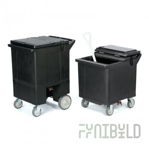 Carlisle IC225403 28 Inch Mobile Ice Caddy Black with Drainage Faucet