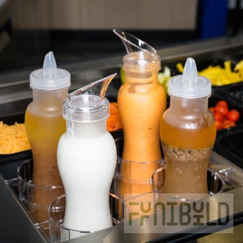 GET SDB-32-PC-SET Four-Pack 32 oz. Polycarbonate Salad Dressing / Juice Bottle and Lid Set