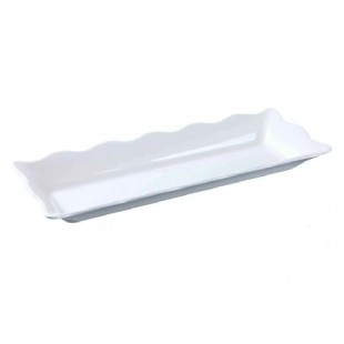 Yanco DC-6117W 17-1/2 Inch Rectangular Serving Tray Scalloped Edge Melamine White