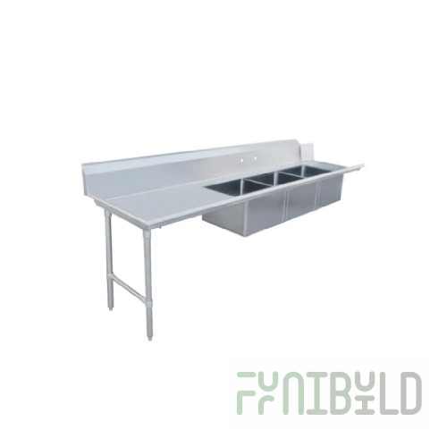 Omcan 48503 120 Inch Straight Soiled Dishtable with Three Sinks Stainless Steel