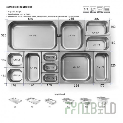 Partition for gastronorm container for 2-course bain-marie PROFI 540x25x10mm, stainless steel 0.8mm