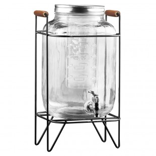 Stylesetter Beck 2.1 Gallon Glass Beverage Dispenser with Infuser and Black Wire Stand by Jay Companies