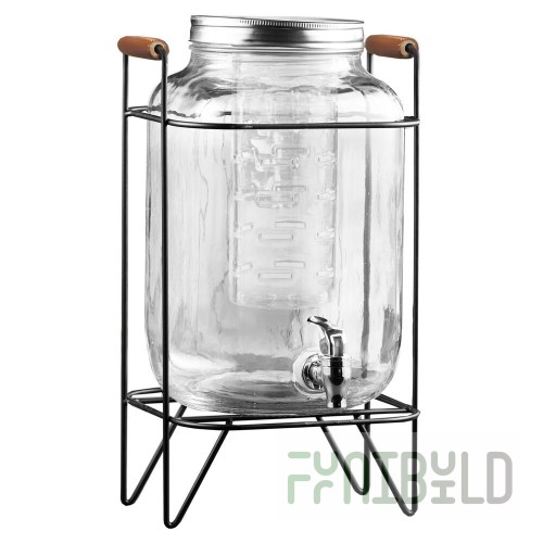 Stylesetter Beck 2.1 Gallon Glass Beverage Dispenser with Infuser and Black Wire Stand by Jay Companies