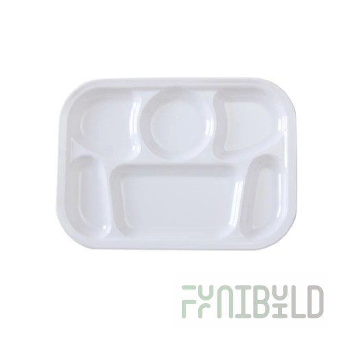 Yanco NS-803G 13 Inch Green Heavy Weight Melamine Compartment Platter with 6 Sections