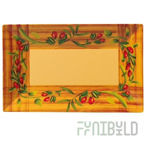 Yanco OL-214 14 Inch Melamine Olive Plate Dishwasher Safe Rectangular