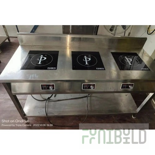 Induction cooker PEI-4/G3, 1 burner - 3.5 kW and 3 burners -5 kW; power consumption - 18.5 kW. 805(725)*900*859