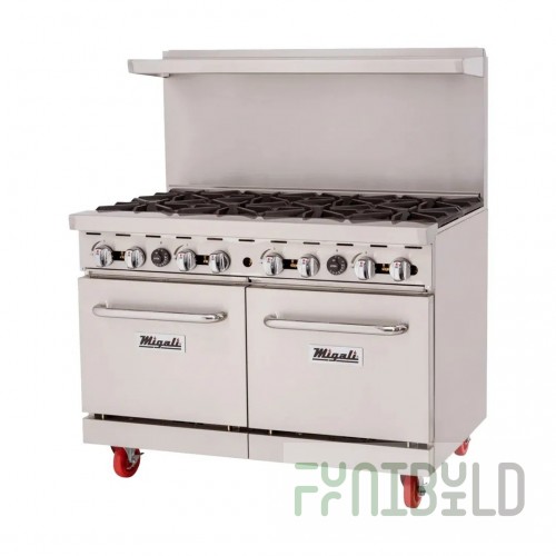 Migali Industries C-RO8B-LP 48 Inch Liquid Propane Gas Range 8 Burners 310000 BTU