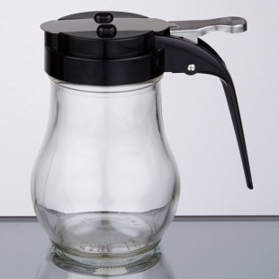 TableCraft 406BK 6 oz. Glass Teardrop Syrup Dispenser with Black ABS Top - 12/Pack