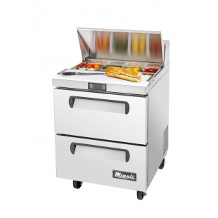 Migali Industries C-SP27-8-D-HC 27-1/2 Inch Stainless Steel Sandwich Prep Table with Drawers