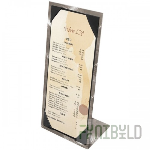 Menu Solutions MTPIX-411 Alumitique Aluminum Menu Tent with Picture Corners - Swirl Finish 4 1/4