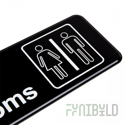 Vollrath 4517 9 Inch Sign Compliance White on Black Restrooms Made in USA