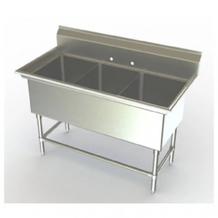 AERO Manufacturing 4S3-1814 42 Inch Economy Sink Three Compartment Stainless Steel with Backsplash