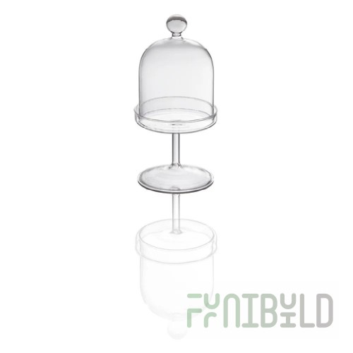BauscherHepp S5-S6-09-SR0231-BK 11 Inch Rectangular Cloche Glass Silver with Powder Coated Steel Handle