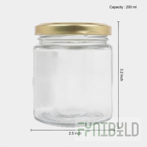 Jar 200 ml, D=140mm, with seal, bottom D=129mm, h=24mm