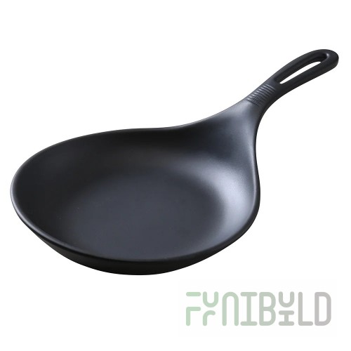 Yanco BP-7009 14-1/2 Inch Asian Style Pan with Handle Melamine Black