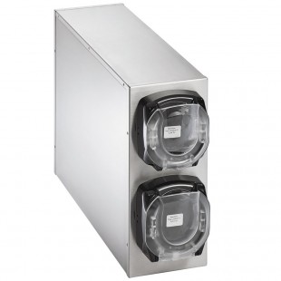Vollrath K58822 LidSaver® 3 Stainless Steel 2-Slot Vertical Countertop Lid Dispenser Cabinet