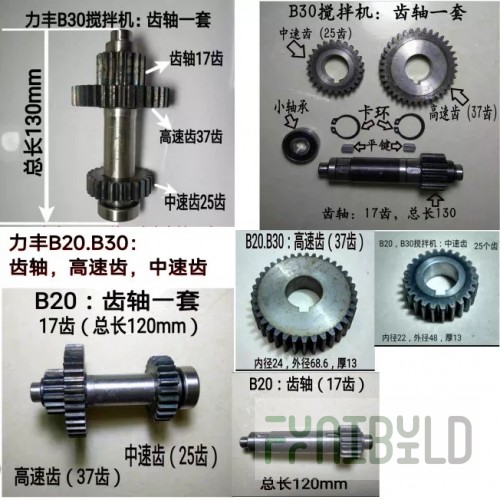 Gear shaft for whipping machines B20, B30 and dough mixers HS20, HS30, HS40