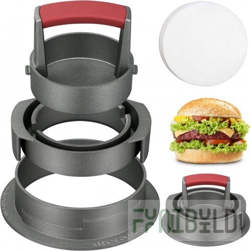 Omcan 26088 4-1/4 Inch Hamburger Patty Press Manual Cast Aluminum with Adjustable Thickness