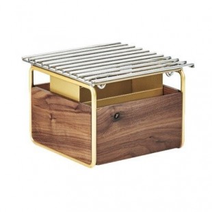 Cal Mil 3711-46 12 Inch Square Chafing Dish Stand with Removable Grill Brass Frame