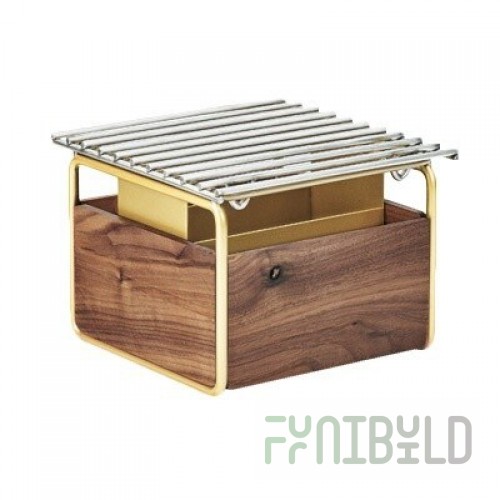 Cal Mil 3711-46 12 Inch Square Chafing Dish Stand with Removable Grill Brass Frame