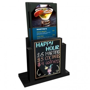 Menu Solutions WDMH-WET Black Wood Menu Holder with 4