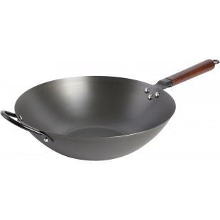 Crestware CSWOK14 14 Inch Diameter Carbon Steel Wok Pan with Handle