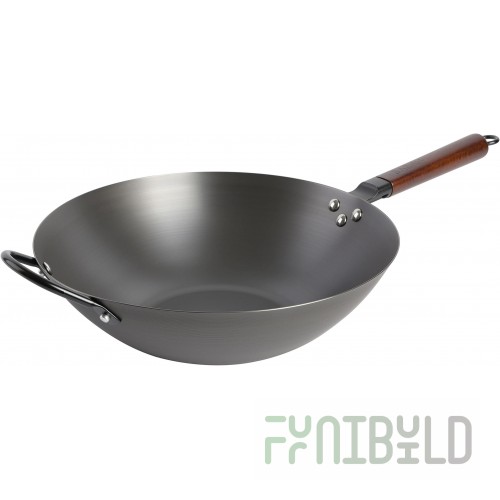 Crestware CSWOK14 14 Inch Diameter Carbon Steel Wok Pan with Handle